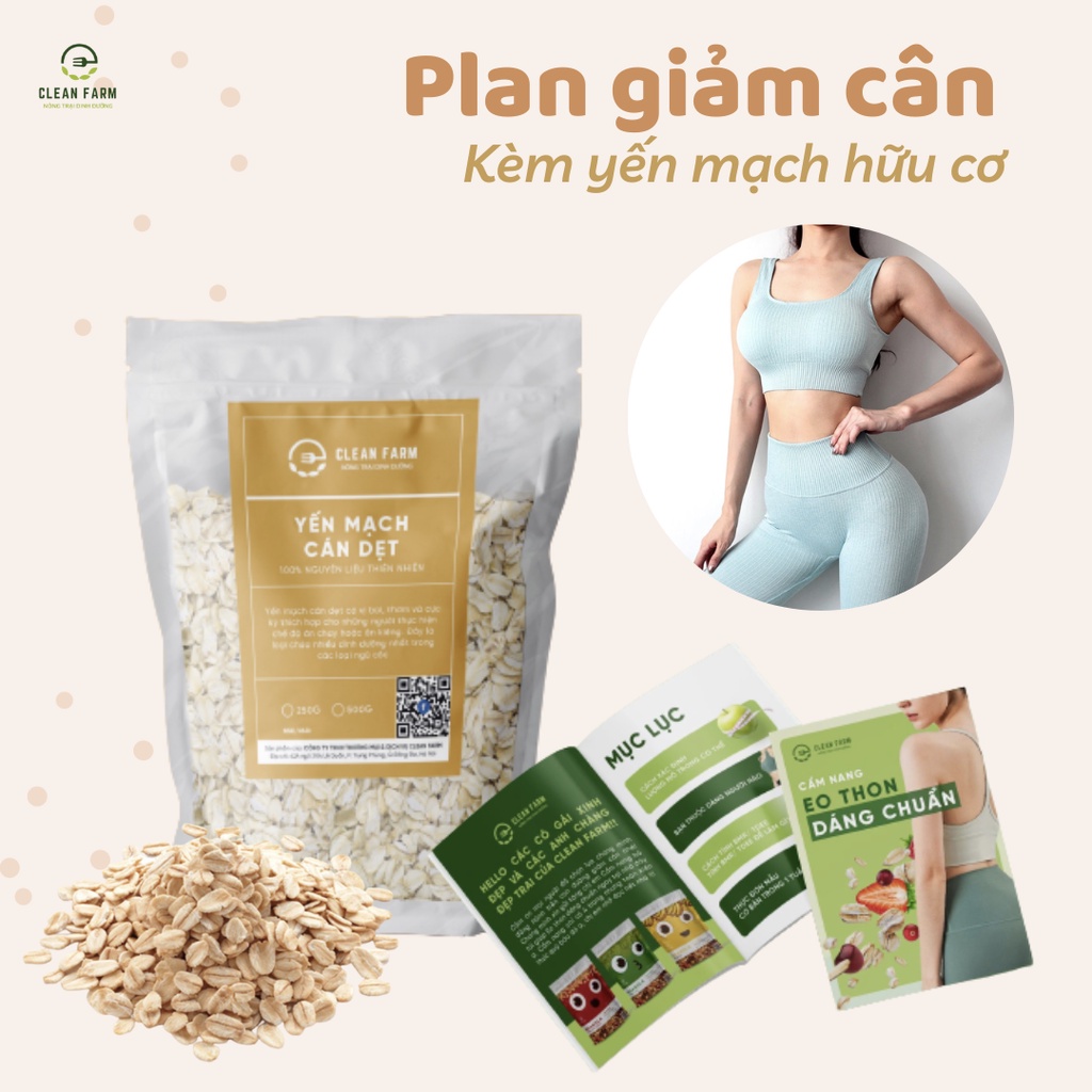 Yến mạch giảm cân Cán Dẹt & Cán Vỡ, Yến mạch Úc 500g (Kèm hướng dẫn ăn + tập)