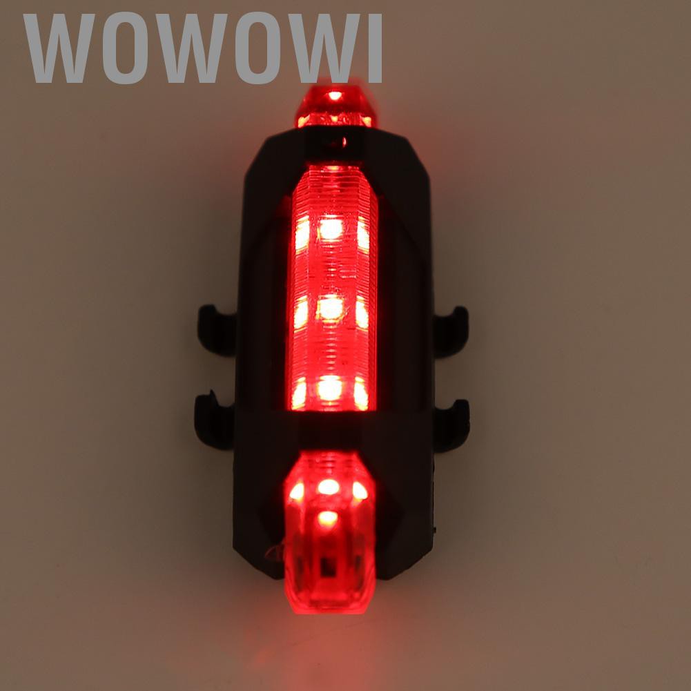 Wowowi Portable USB Rechargeable Bicycle Tail Bike Rear Safety Warning Light Lamp Super Bright