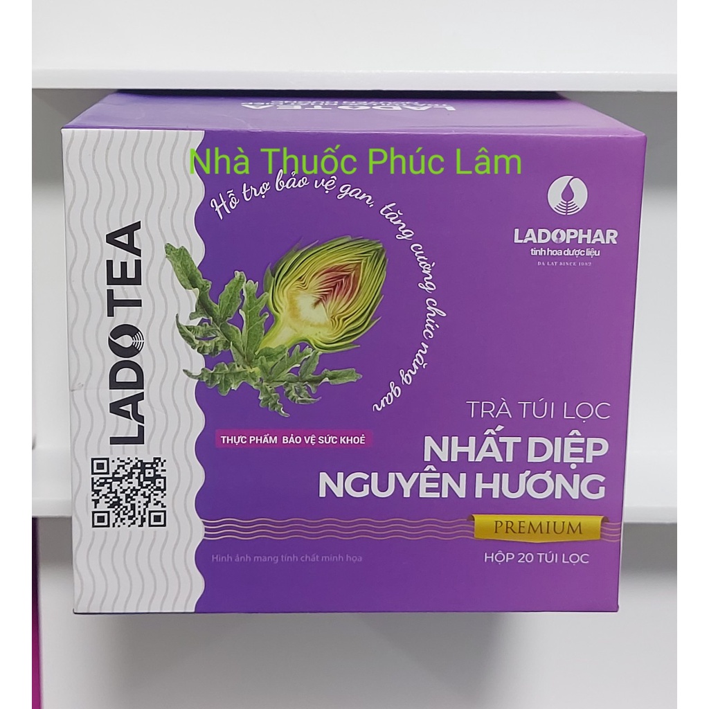 Cao Cấp Trà Tươi Actiso Ladophar - Nhất Diệp Nguyên Hương Túi Lọc. Hộp 100 túi lọc và Hộp 20 túi lọc.