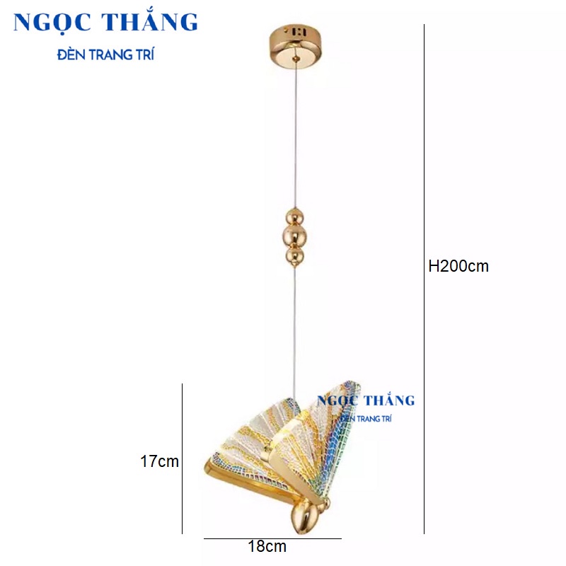 Đèn Led thả trần hình bướm trang trí phòng ngủ bàn ăn 8w Led 3 chế độ màu TPL110 Ngọc Thắng