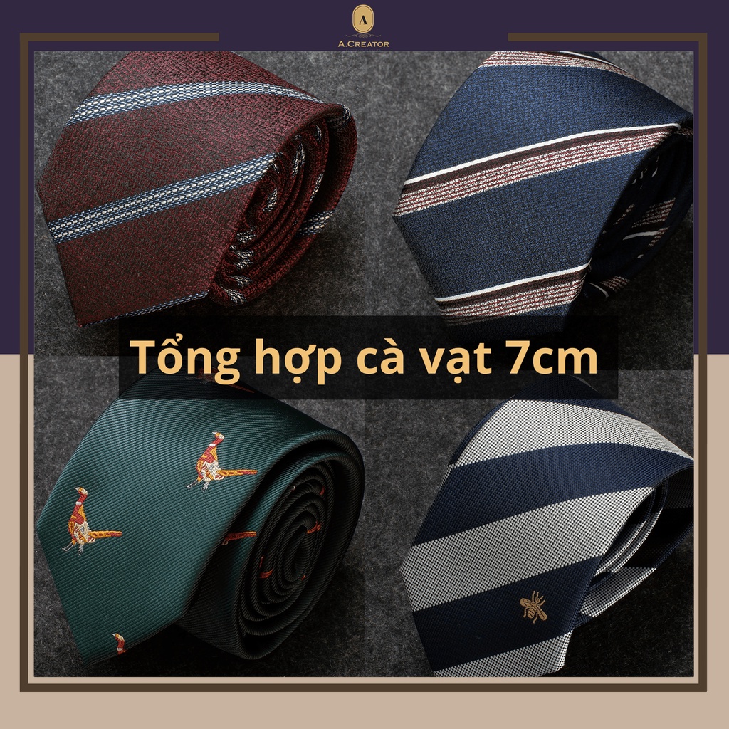 Cà Vạt Cao Cấp, Quà Tặng Nam, Đi Kèm Hộp Đựng, Dành Cho Dân Văn Phòng Chất Liệu Polysilk - Phiên Bản 7cm