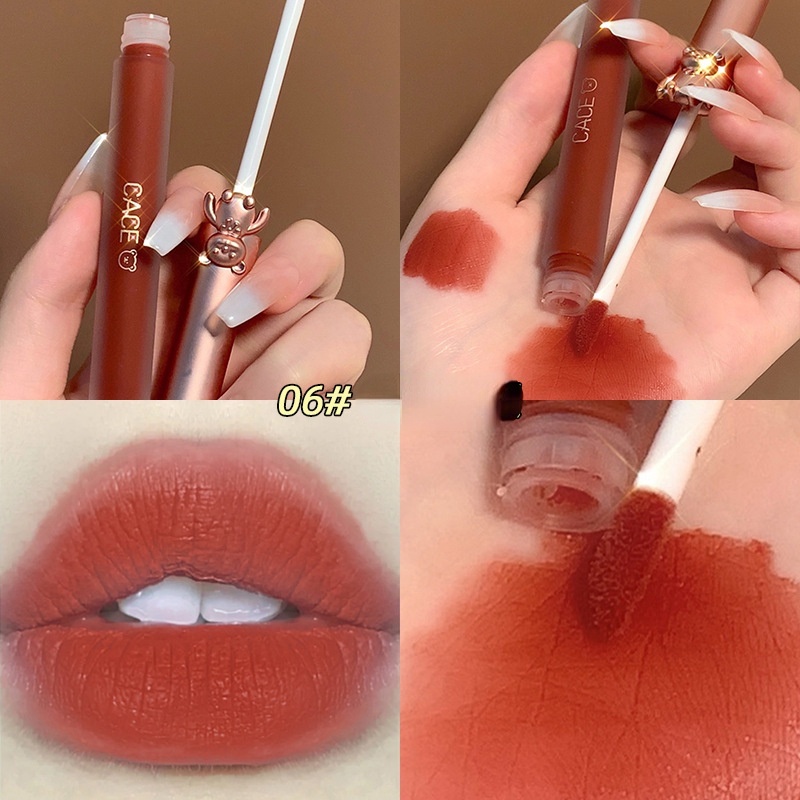 Son Kem Lì Kháng Nước Mềm Mịn Như Nhung Thiết Kế Hình Chú Gấu Dễ Thương Thương Hiệu CACE