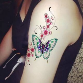 Combo 2 tatoo bướm và hoa