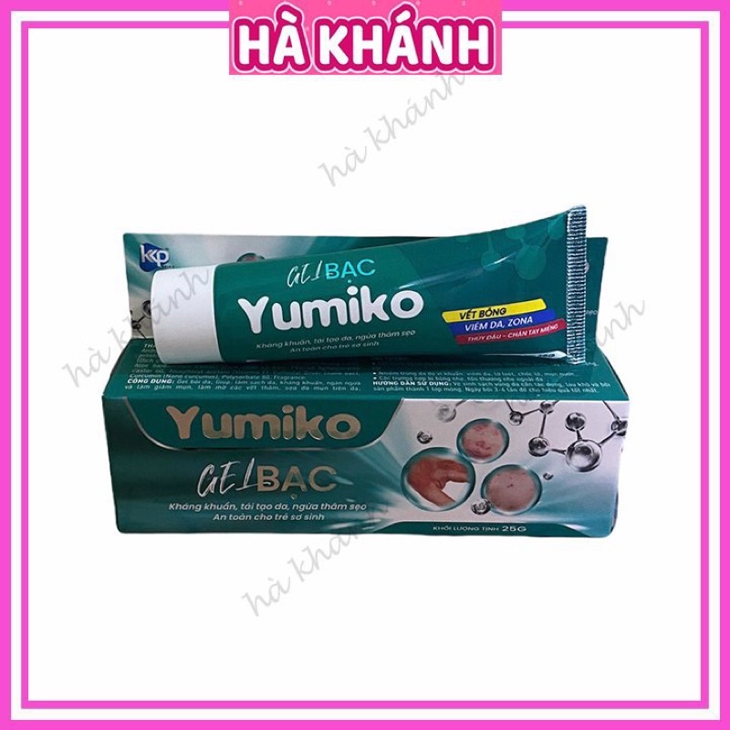 Gel bạc Yumiko kháng khuẩn, tái tạo da, ngừa thâm sẹo, an toàn cho trẻ sơ sinh tuýp 25g