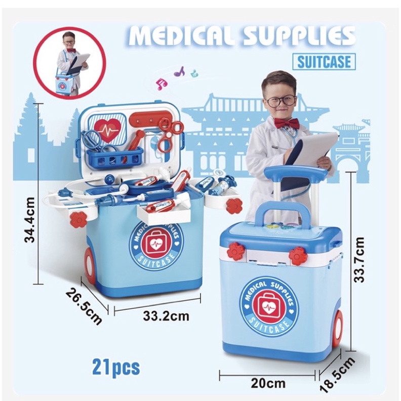 [Hàng sẵn]Bộ đồ chơi bác sĩ -đồ trang điểm -dụng cụ nhà bếp bằng xe đẩy đồ chơi