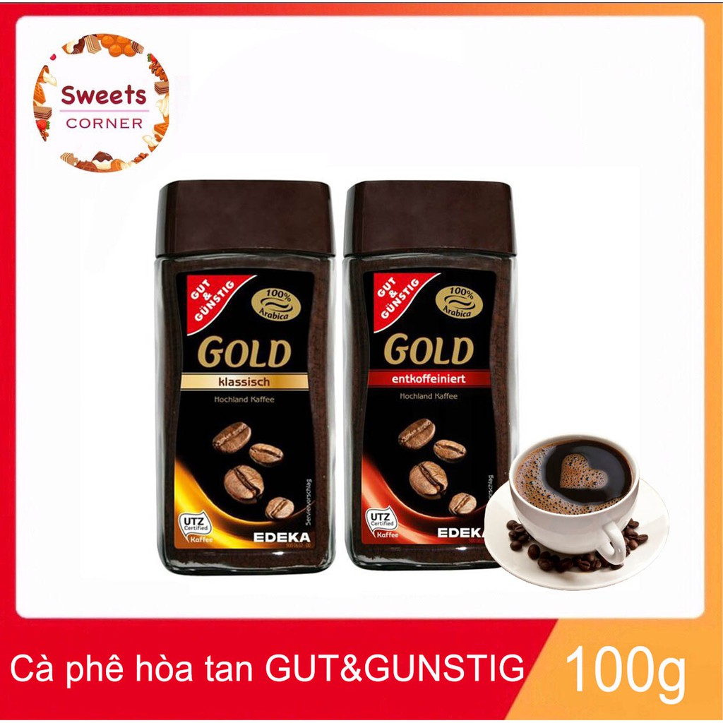 (2 vị) Cà phê hòa tan Gut&amp;Gunstig Gold 100gr