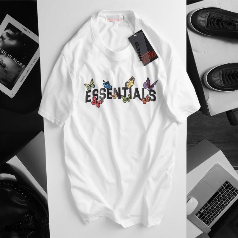 Áo Thun Tay Lỡ Unisex , Áo Chữ Essentials Hình Bướm In 5D Siêu Nét, Áo Phông Form Rộng Nam Nữ (Kèm Ảnh Thật)