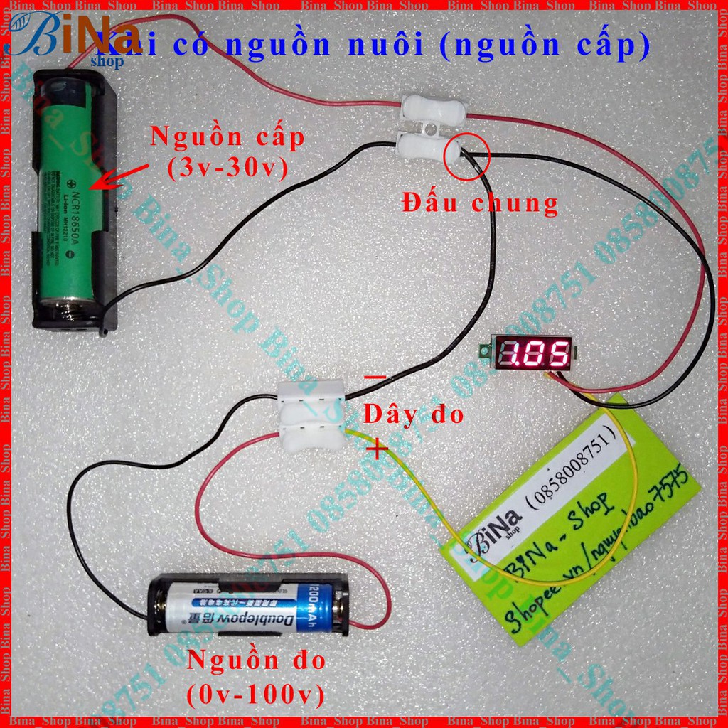 Vôn kế DC 0-100V có điều chỉnh sai số 3 dây