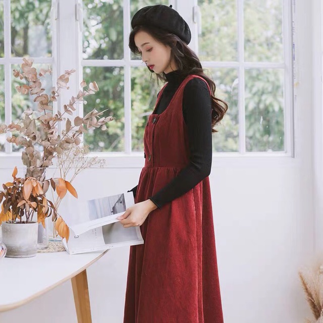 Váy yếm nhung màu vintage