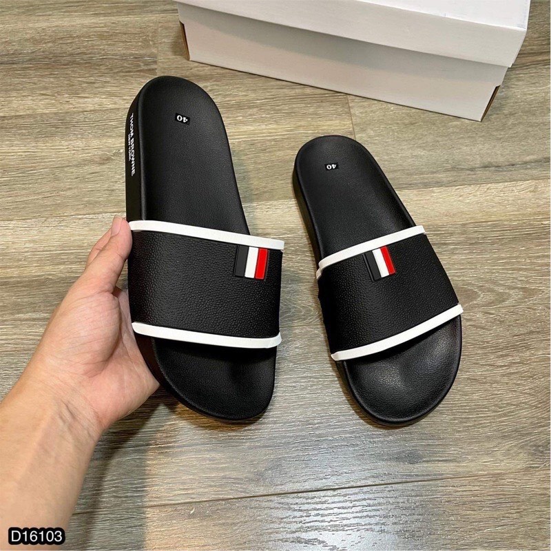 [ FREE SHIP ] Dép Thom Browne Bản Quai Da Cao Cấp Đế Cao Su Non Chống Trơn Chống Trượt (Có hình ảnh và video thật)