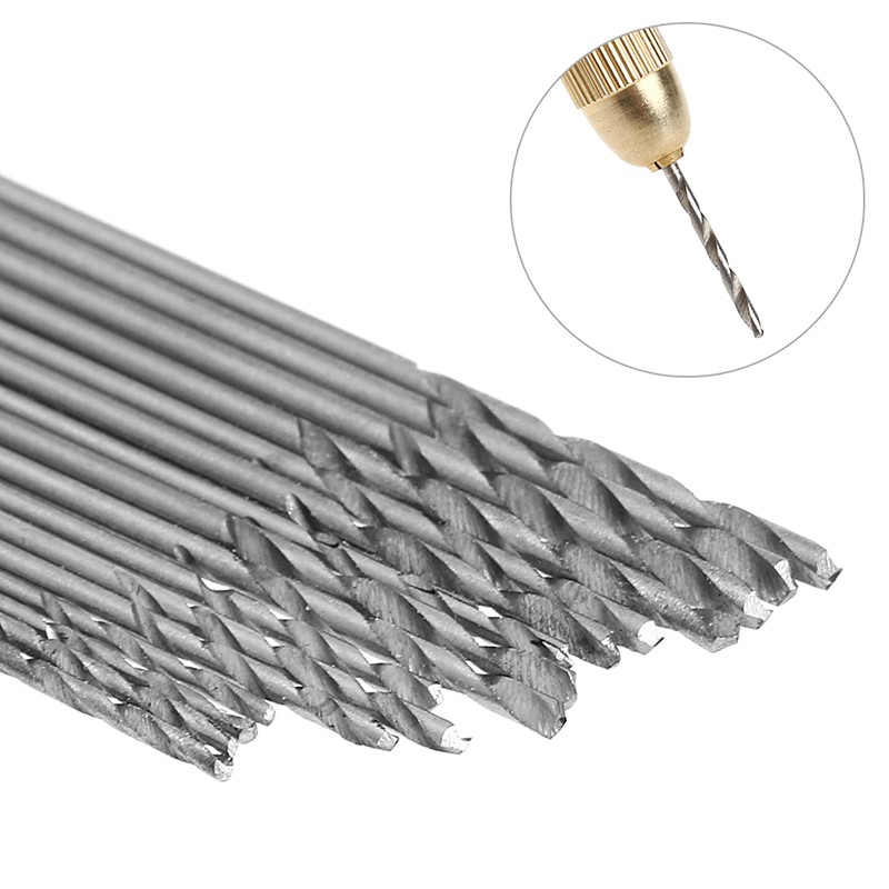 Set 10 mũi khoan xoắn HSS bằng thép trắng 0.5-3mm cho máy mài