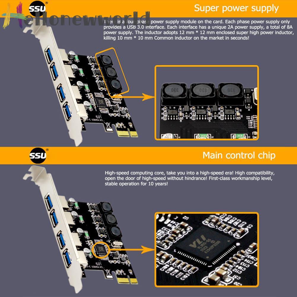 Card Mở Rộng Pcie U3V04S + 4 Cổng Usb 3.0 Pcie