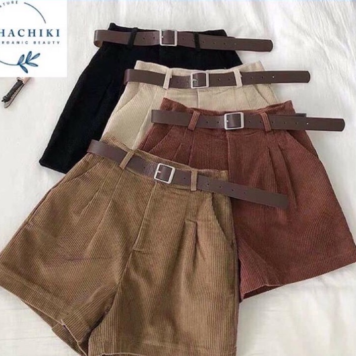 Quần short nhung tăm cạp khóa quần đùi nữ siêu hot (không kèm belt)