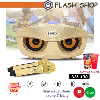 Loa karaoke sd-306 loa hát karaoke đa năng + tặng kèm 2 mic không dây + bass cực chuẩn
