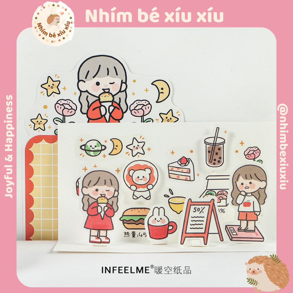 Sticker infeel.me 40 hình dán 4 chủ đề cuộc sống thường ngày VT104