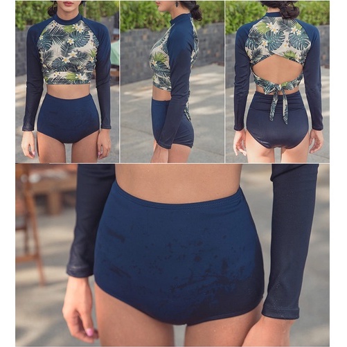 ❣️ Bikini 2 Mảnh Dài Tay Cao Cấp Hở Lưng Thắt Nơ Sau Gợi Cảm BIKI08 - Đồ bơi đi biển dài tay