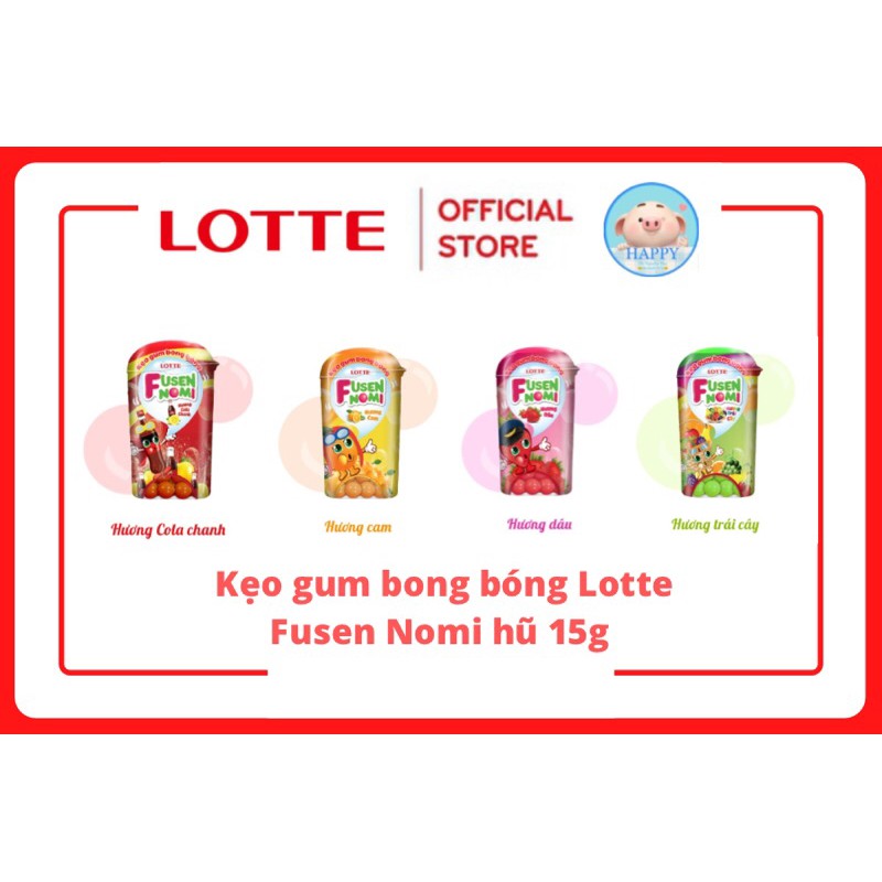 Kẹo gum bong bóng Lotte Fusen Nomi hương trái cây hủ 15g