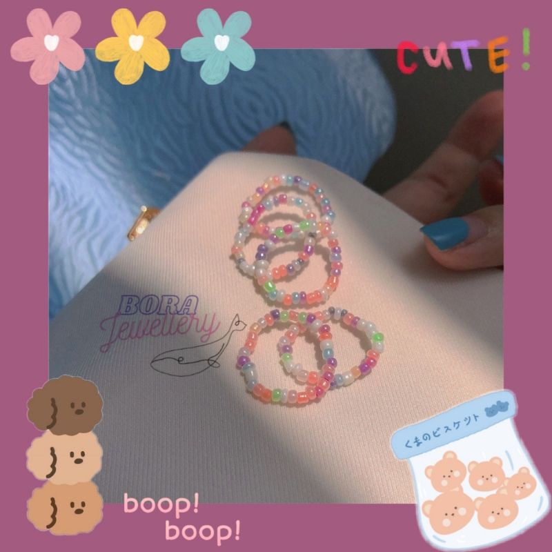 Nhẫn màu pastel đơn giản