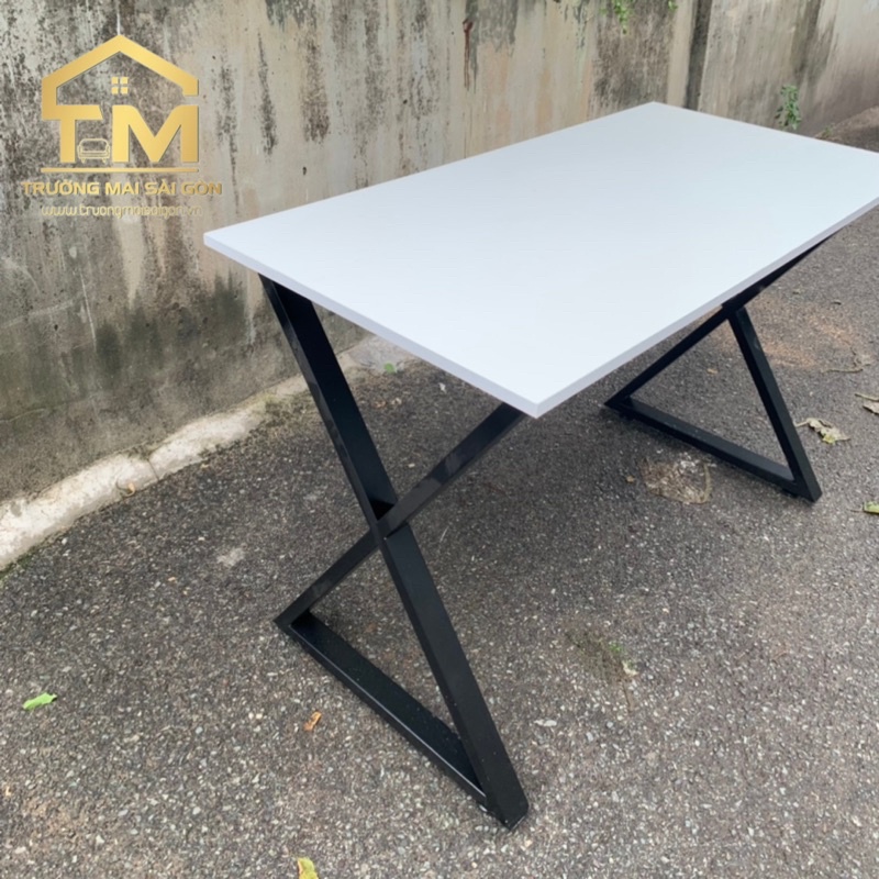 Bàn làm việc văn phòng chân X chân sắt sơn tĩnh điện chống gĩ sắt mặt MDF chống ẩm cao cấp
