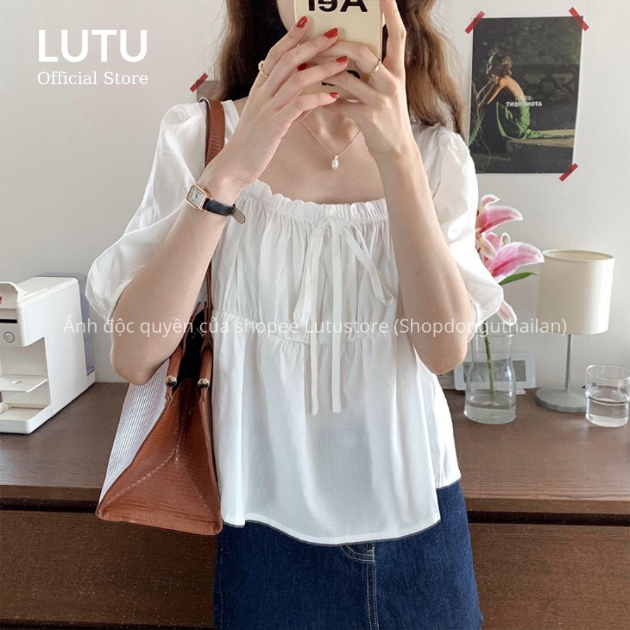 Áo Sơ Mi Nữ Cổ Vuông Bèo Tay Lỡ Dáng Baby Doll Dễ Thương Phong Cách Hàn Quốc | BigBuy360 - bigbuy360.vn