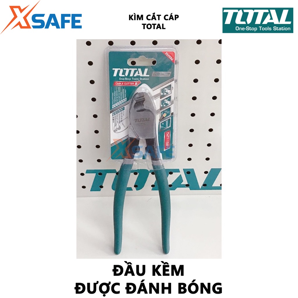 Kìm cắt cáp điện TOTAL Kềm cắt thép carbon 55# đen bóng, gồm 3 size 6-8-10 inch, dùng cắt dây điện, cáp đồng, dây cáp