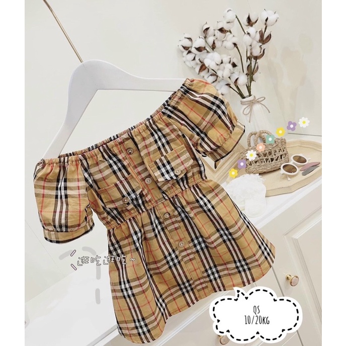 Váy đầm cho bé gái👧🏻-chất liệu vải thô burberry mặc được 2 kiểu❤️