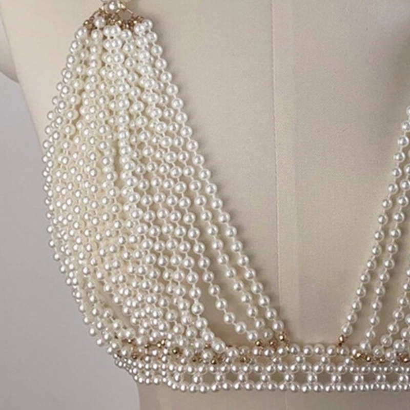 Brroa Dây Đeo Bikini Tua Rua Đính Ngọc Trai Nhân Tạo Hở Lưng Phong Cách Boho Quyến Rũ Cho Nữ