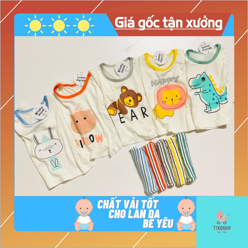 (FREESHIP) Bộ Ba lỗ Minky Mom in hình cho bé, vải thun lạnh, mềm mát