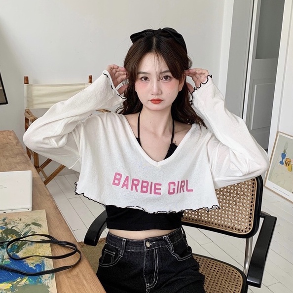 Áo Thun Dệt Kim Tay Dài Chống Nắng Hở Rốn Gợi Cảm Cho Nữ