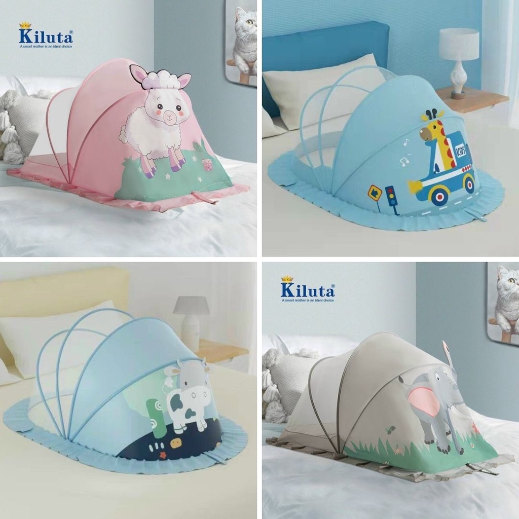 Mùng màn chụp gấp gọn Kiluta cho bé cao cấp hình thú nhiều mẫu (tặng vỏ bọc bảo vệ)
