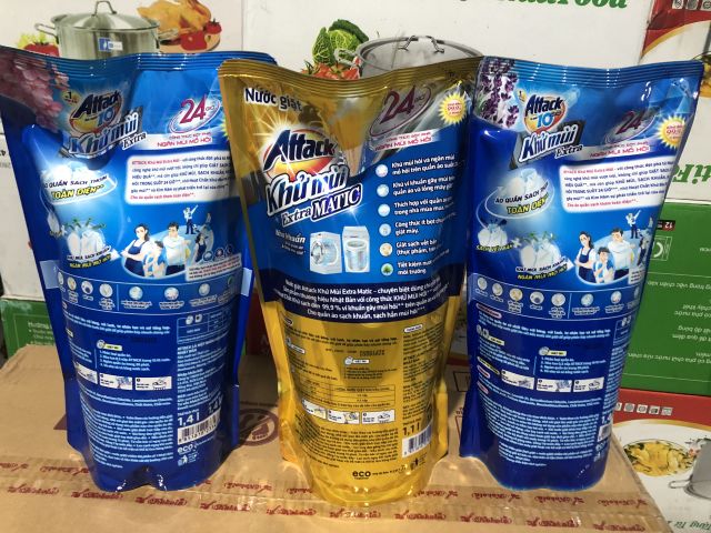 Nước giặt khử mùi Attack 1.4kg Hương hoa anh đào/ Lavender - 1.4 kg chỉ 59k