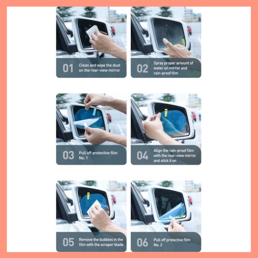 Miếng Dán Nano Baseus Chống Bám Nước Gương Chiếu Hậu Ô Tô Xe Hơi Rainproof Film For Car