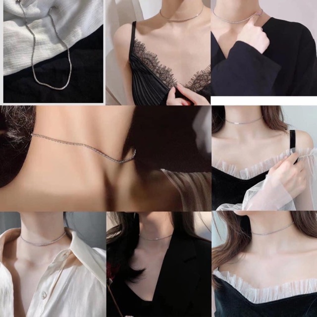 Vòng cổ/ lắc tay/ lắc chân bạc (ngắn đeo sát cổ y hình) giá siêu rẻ