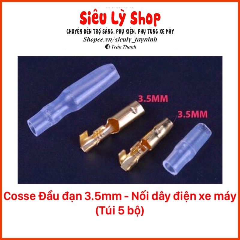 Cos Đầu đạn 3.5mm - Nối dây điện xe máy, ô tô (Túi 5 bộ)