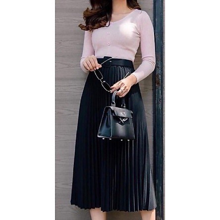 Chân Váy Xếp Ly Dài Có Kèm Đai Hàn Quốc | BigBuy360 - bigbuy360.vn