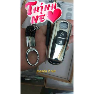 Ốp chìa khóa mạ crom Mazda 2 nút - ( Mazda 2, mazda 3, cx5 2013-2017) , tặng quà móc thất lạc