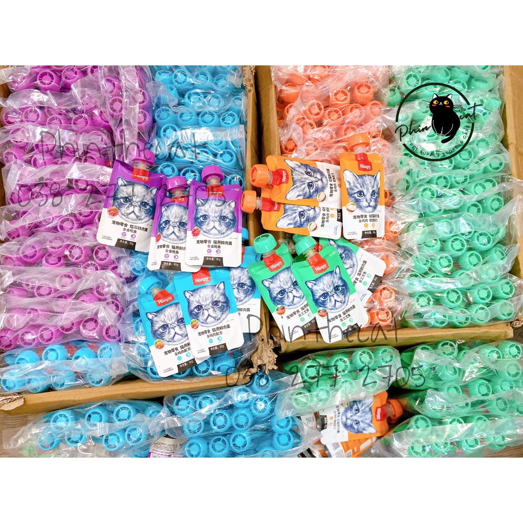 Súp thưởng Wanpy nắp vặn cho mèo 4 vị thơm ngon - Tuýp 90gr | phinthecat
