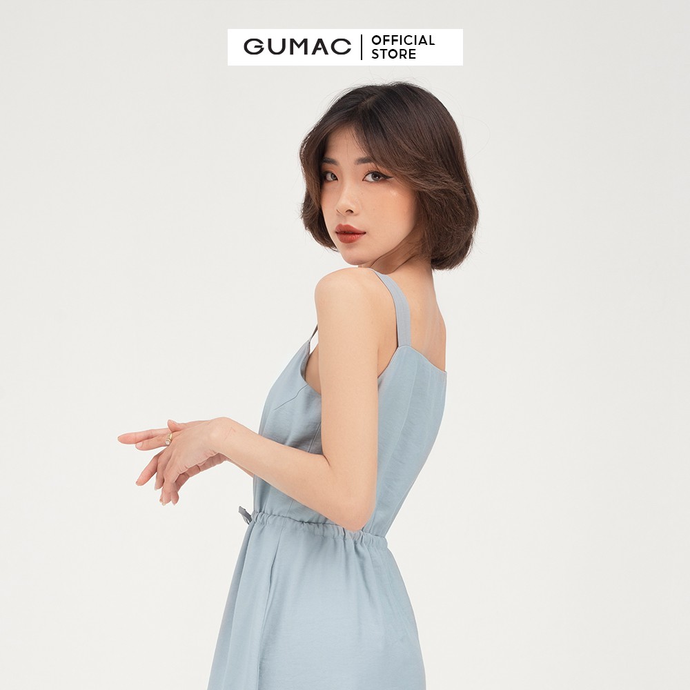 Đầm 2 dây nữ nẹp nút GUMAC phong cách vintage, màu ghi đủ size DB430 | BigBuy360 - bigbuy360.vn