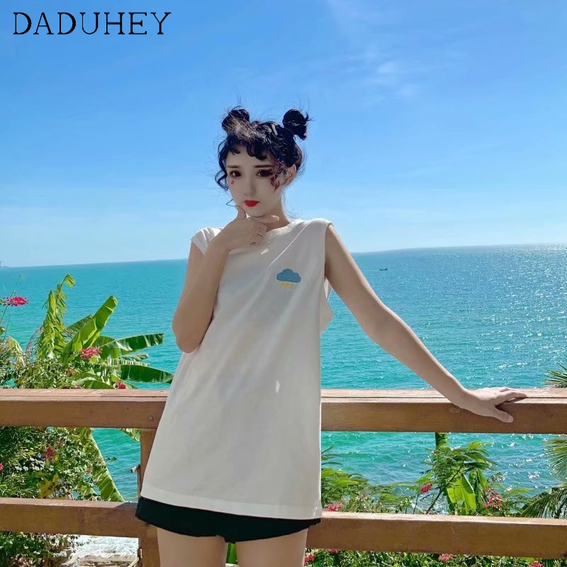 Áo thun ngắn dáng rộng cộc tay phong cách mùa hè Hàn Quốc