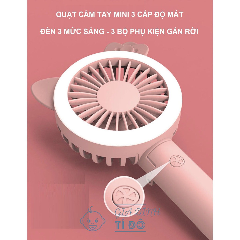 Quạt cầm tay mini IMEBOBO 3 Cấp Độ Gió Có Đèn Led | BigBuy360 - bigbuy360.vn