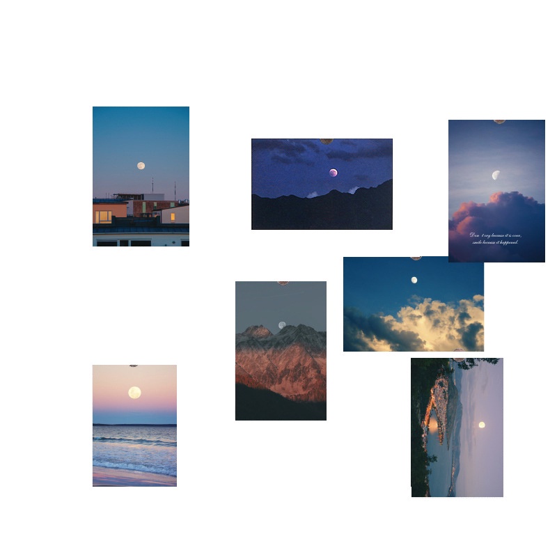 Set 30 hình dán trang trí album ảnh / nhật ký hình phong cảnh nghệ thuật