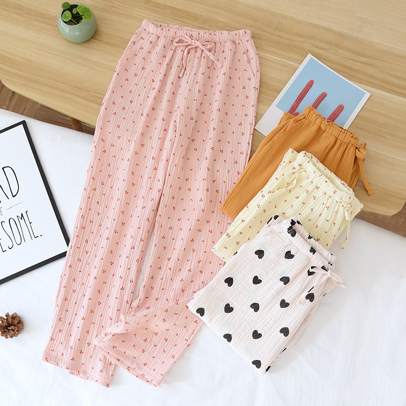 [CÓ SẴN] Quần ngủ pijama dáng dài quần suông họa tiết dễ thương Hàn Quốc ullzang