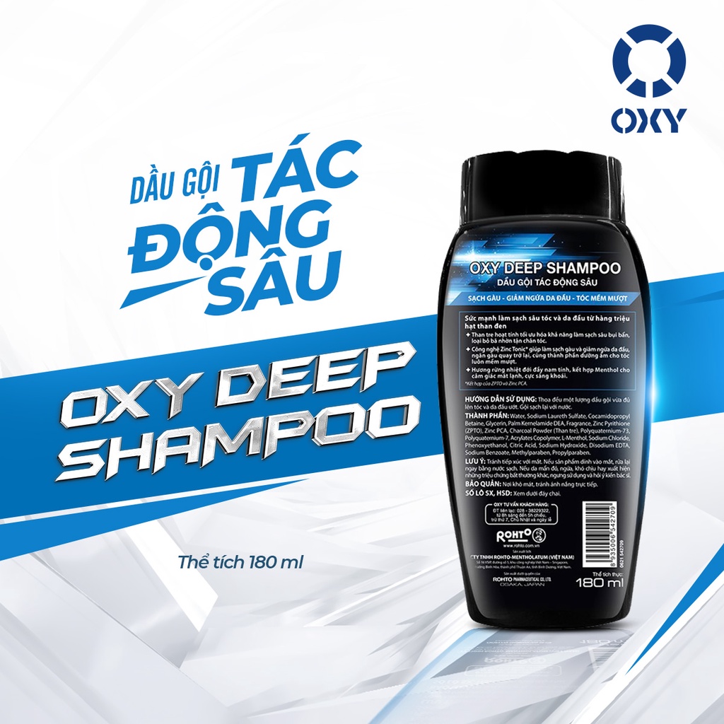 Dầu gội tác động sâu cho nam giới Oxy Deep Shampoo 180ml