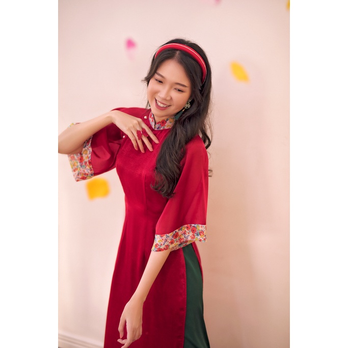 Sumire Store Áo dài Bách Hoa Xuân - Đỏ hoa trắng