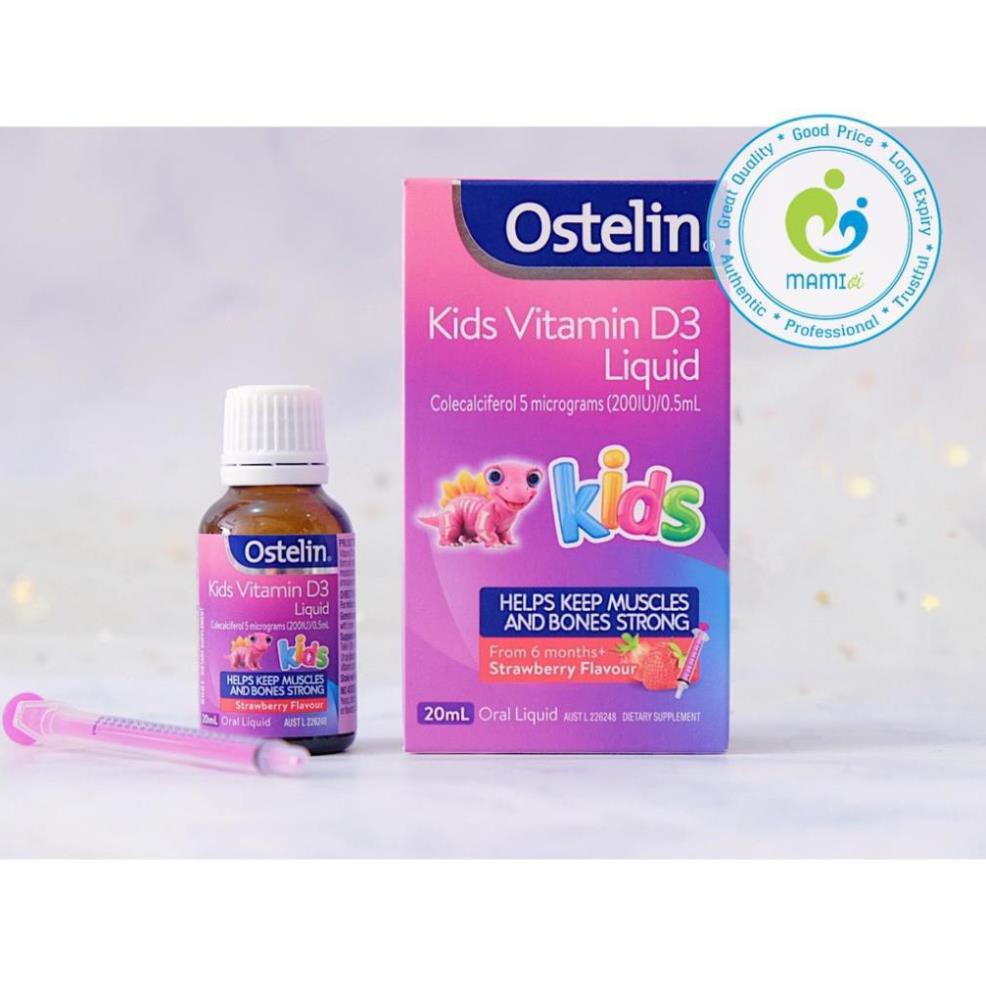 Vitamin D3 (20ml) phát triển xương và răng cho trẻ từ 6 tháng đến dưới 12 tuổi Ostelin Vitamin D3 Liquid Kids, Úc