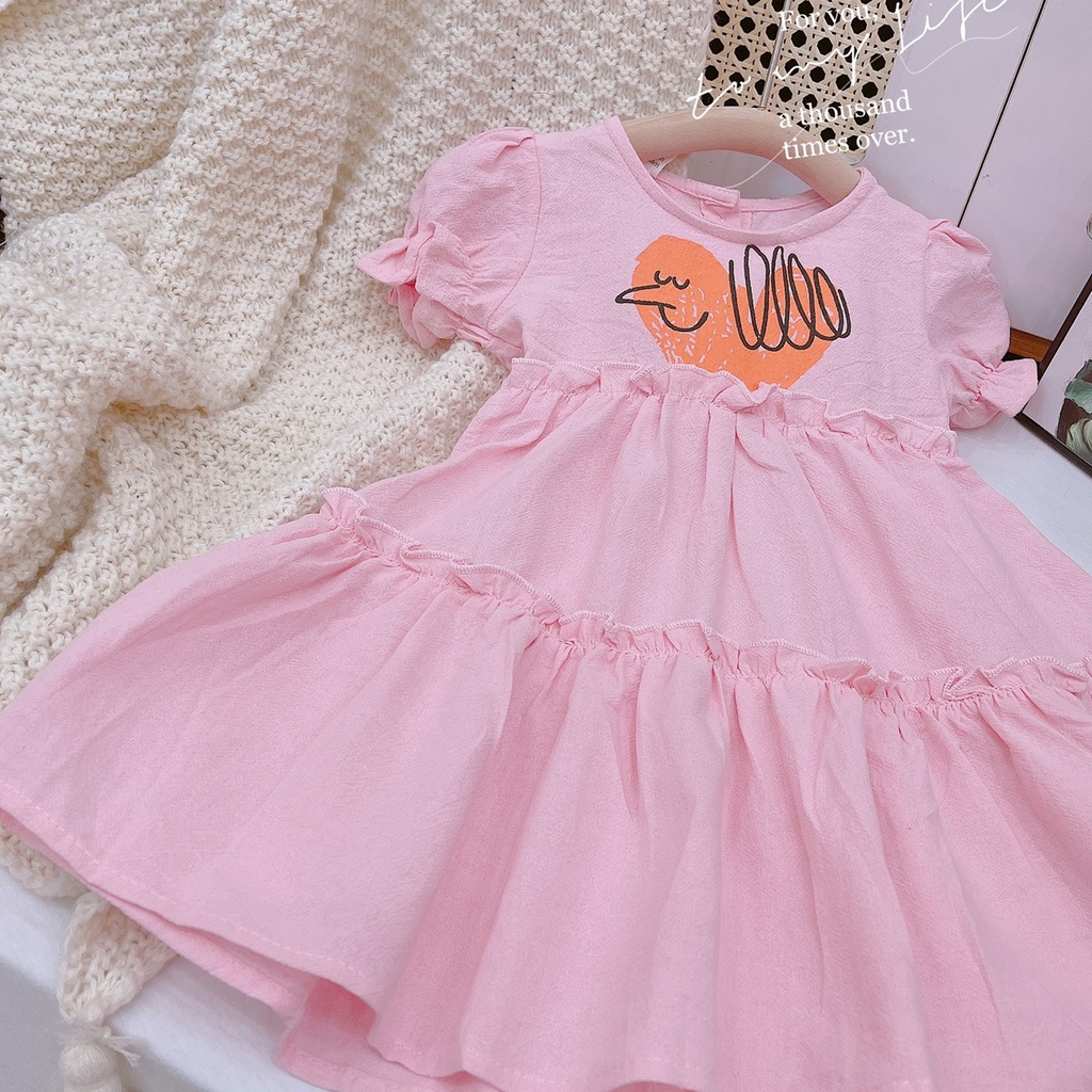 Váy bé gái đũi sần bèo 2 tầng tùng xòe rộng XHN955