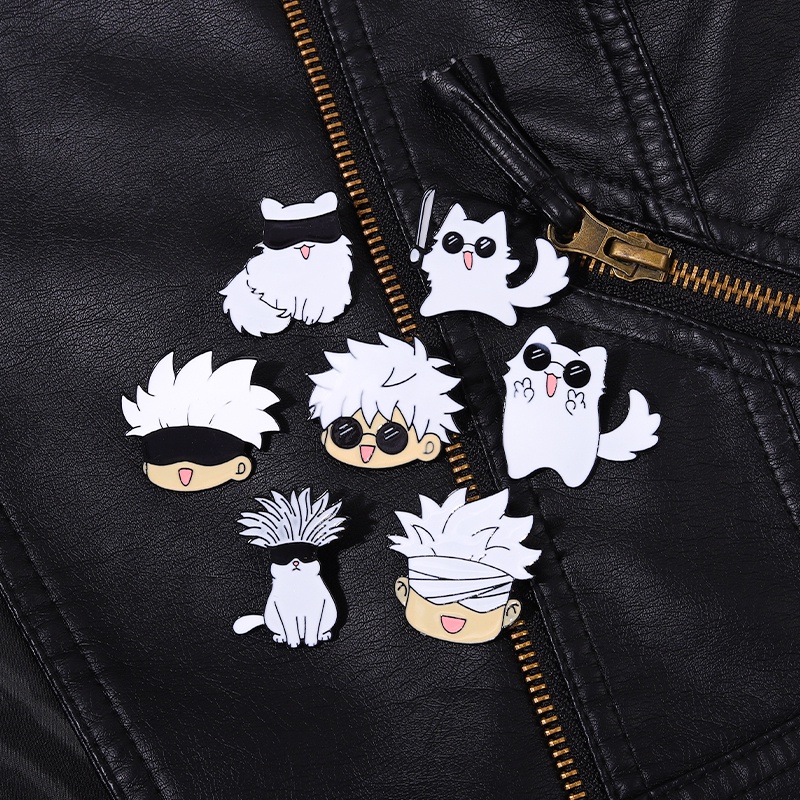 Ghim cài áo QIHE JEWELRY tráng men hình các nhân vật trong anime Jujutsu Kaisen phong cách dễ thương dùng làm quà tặng