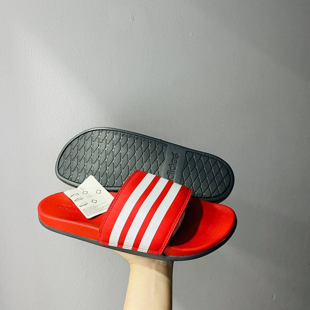 Dép Adidas Comfort Thể Thao Thời Trang Màu Đỏ Sọc Trắng Nam Nữ Có Sẵn EG1852