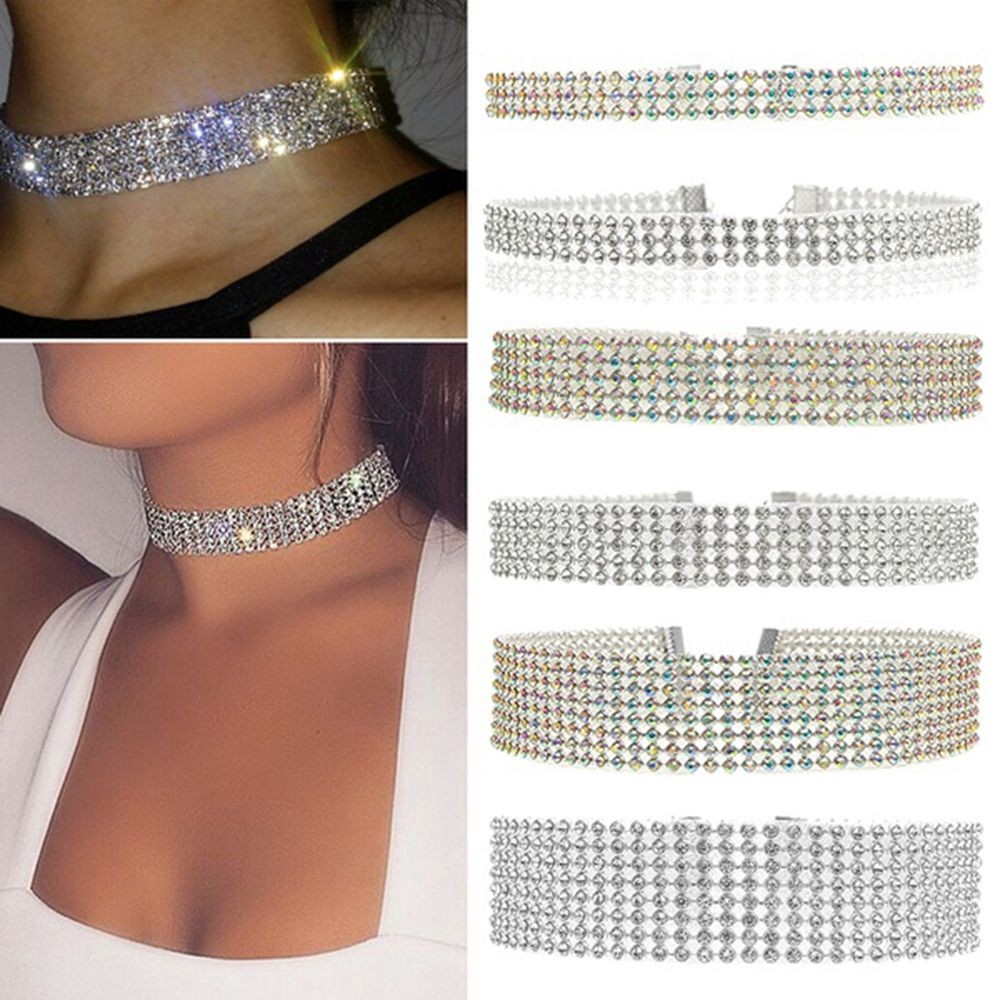 Vòng cổ choker đính đá pha lên nhân tạo lấp lánh sang trọng dành cho nữ