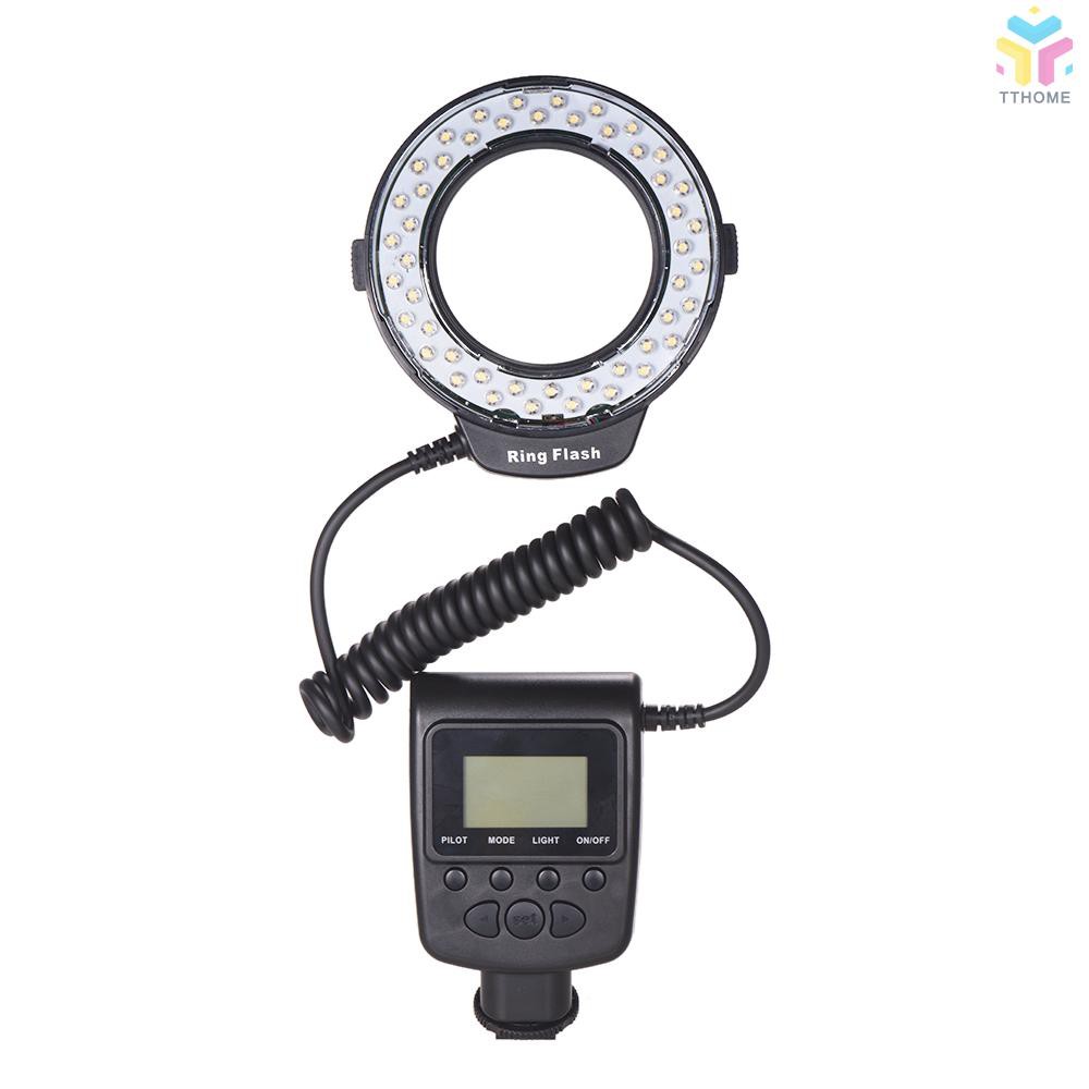 T&T HD-130 Macro LED Ring Flash Light LCD Display 3000-15000K GN46 Power Control with 3 Flash Diffusers 8 Adapter Rings